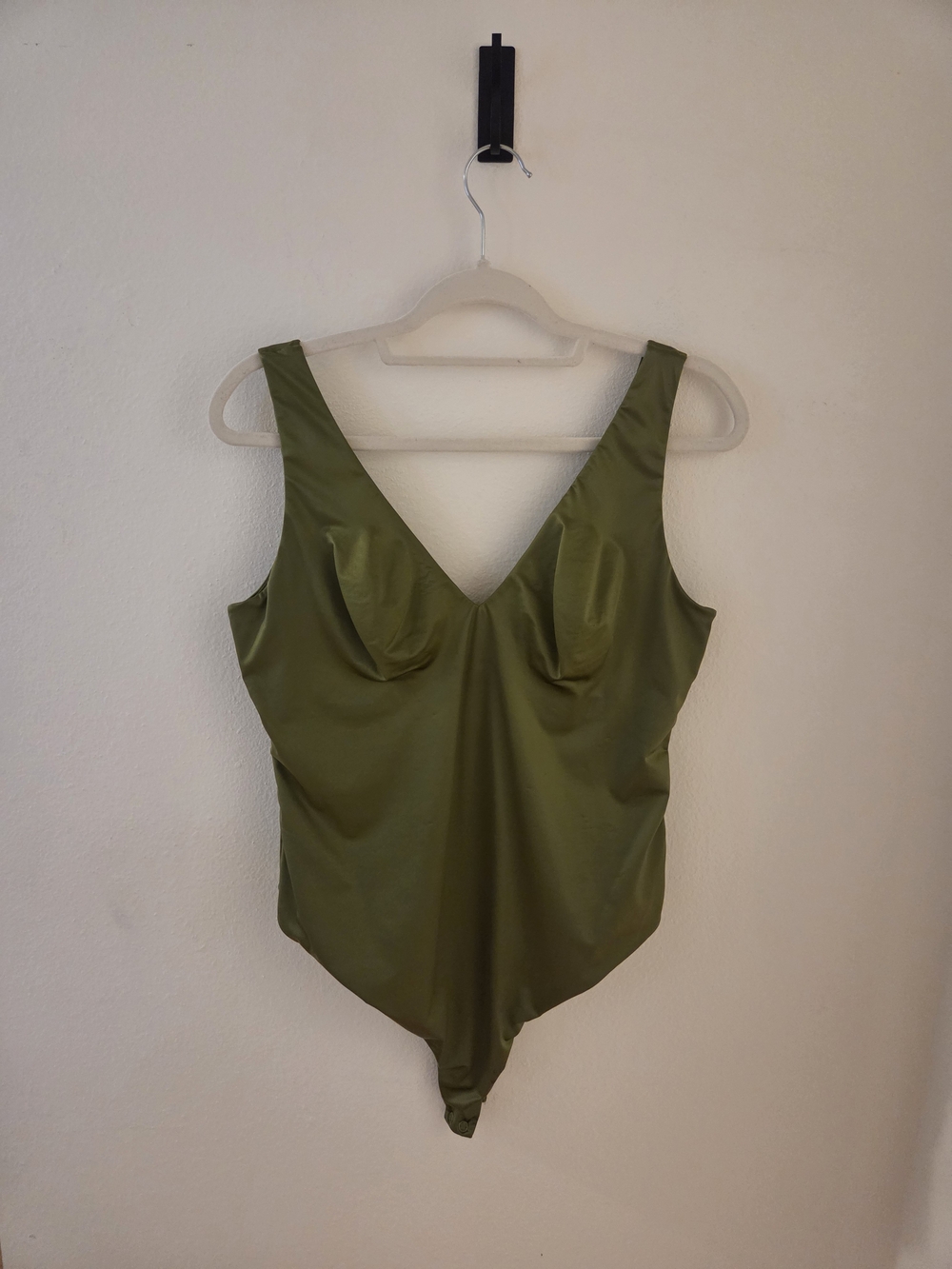 Olive Green V-Neck Bodysuit